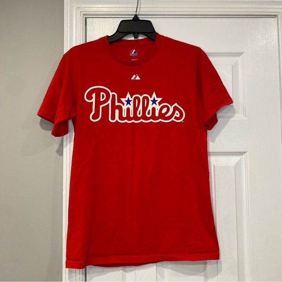 Philadelphia Phillies Carlos Ruiz Red White Tee Shirt Unisex Small Majestic - Picture 1 of 10